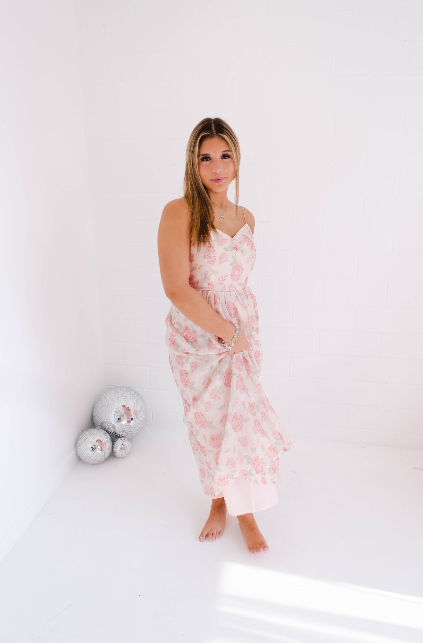 Light Rose Romantic Satin Midi