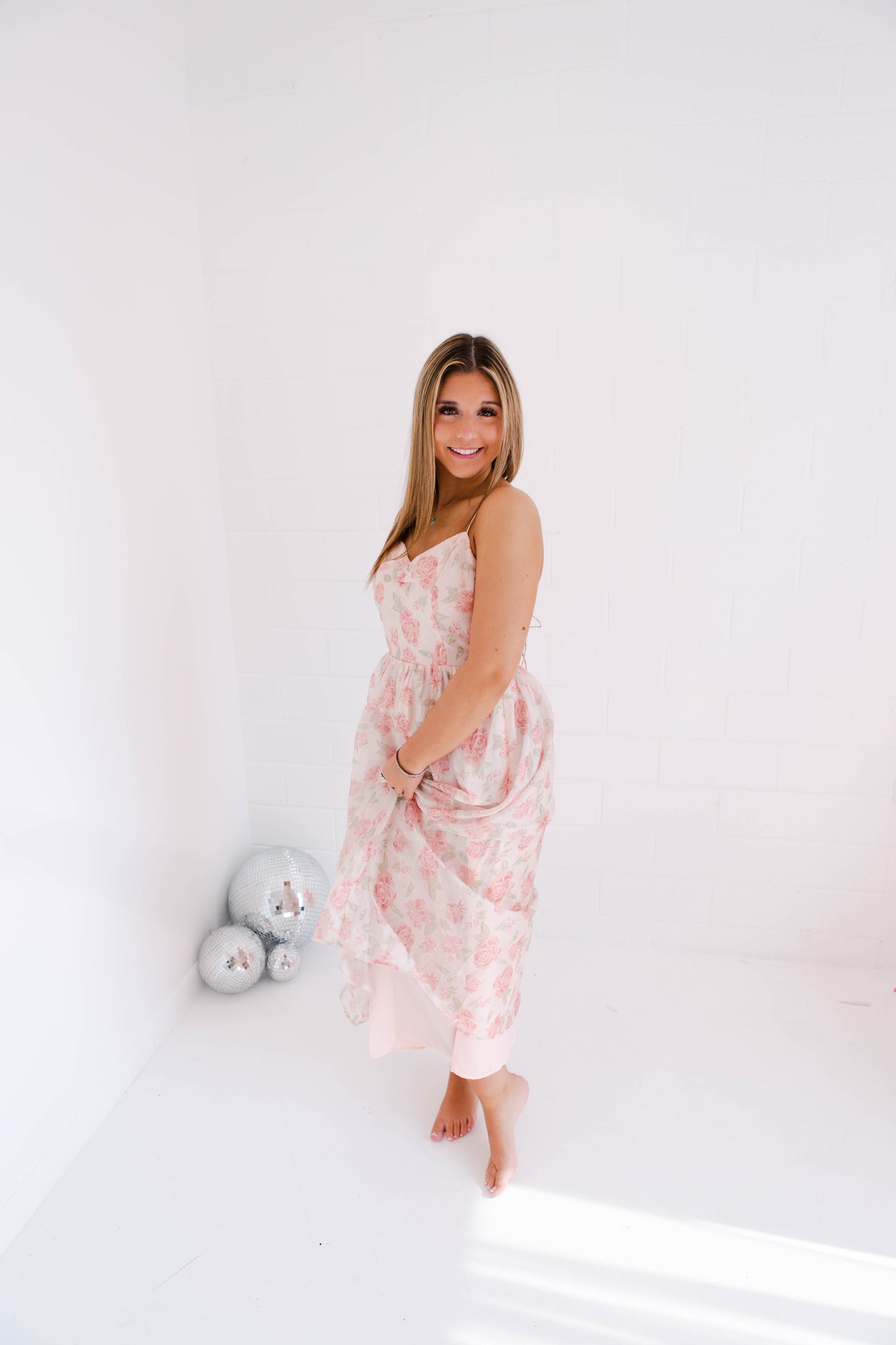 Light Rose Romantic Satin Midi