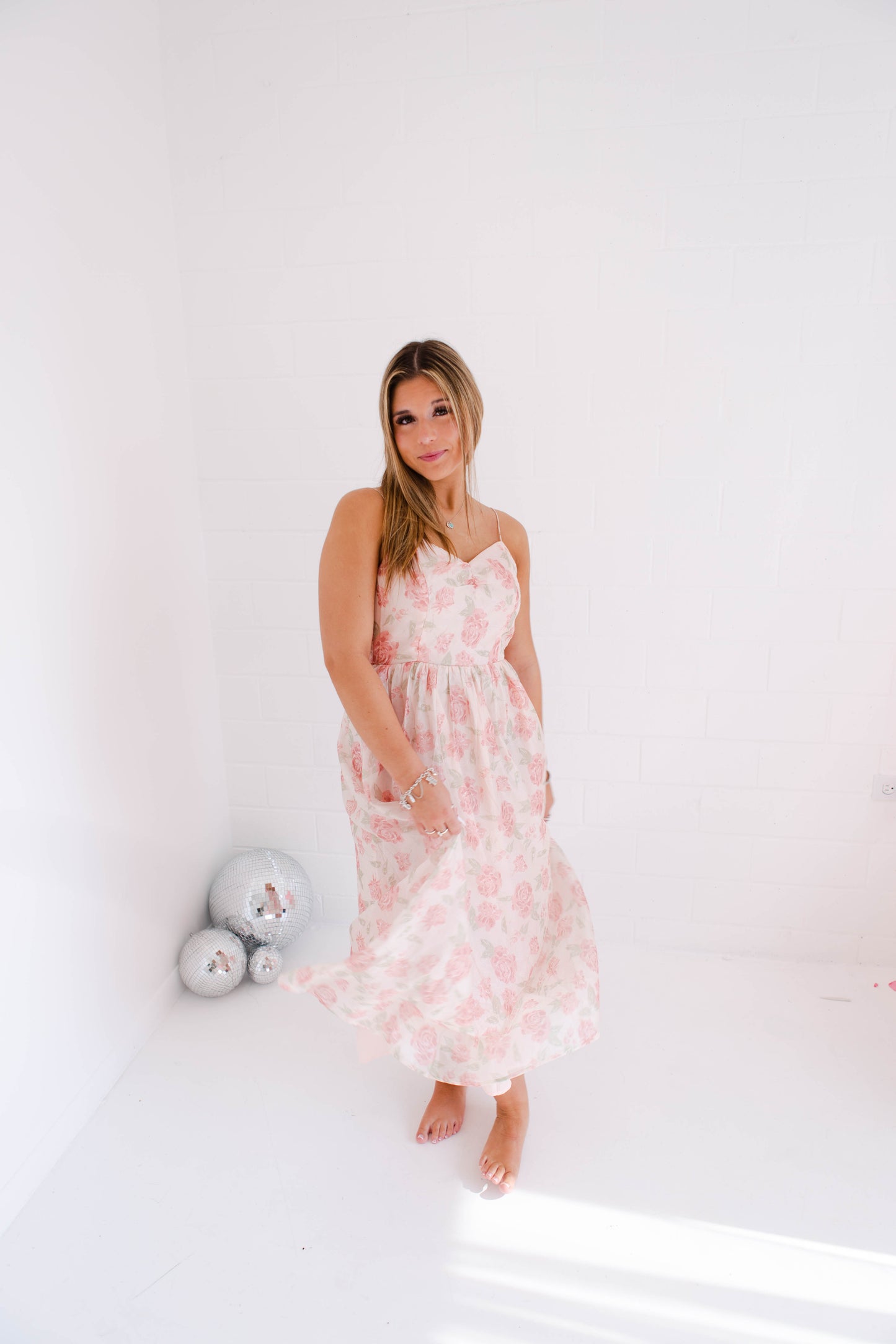 Light Rose Romantic Satin Midi