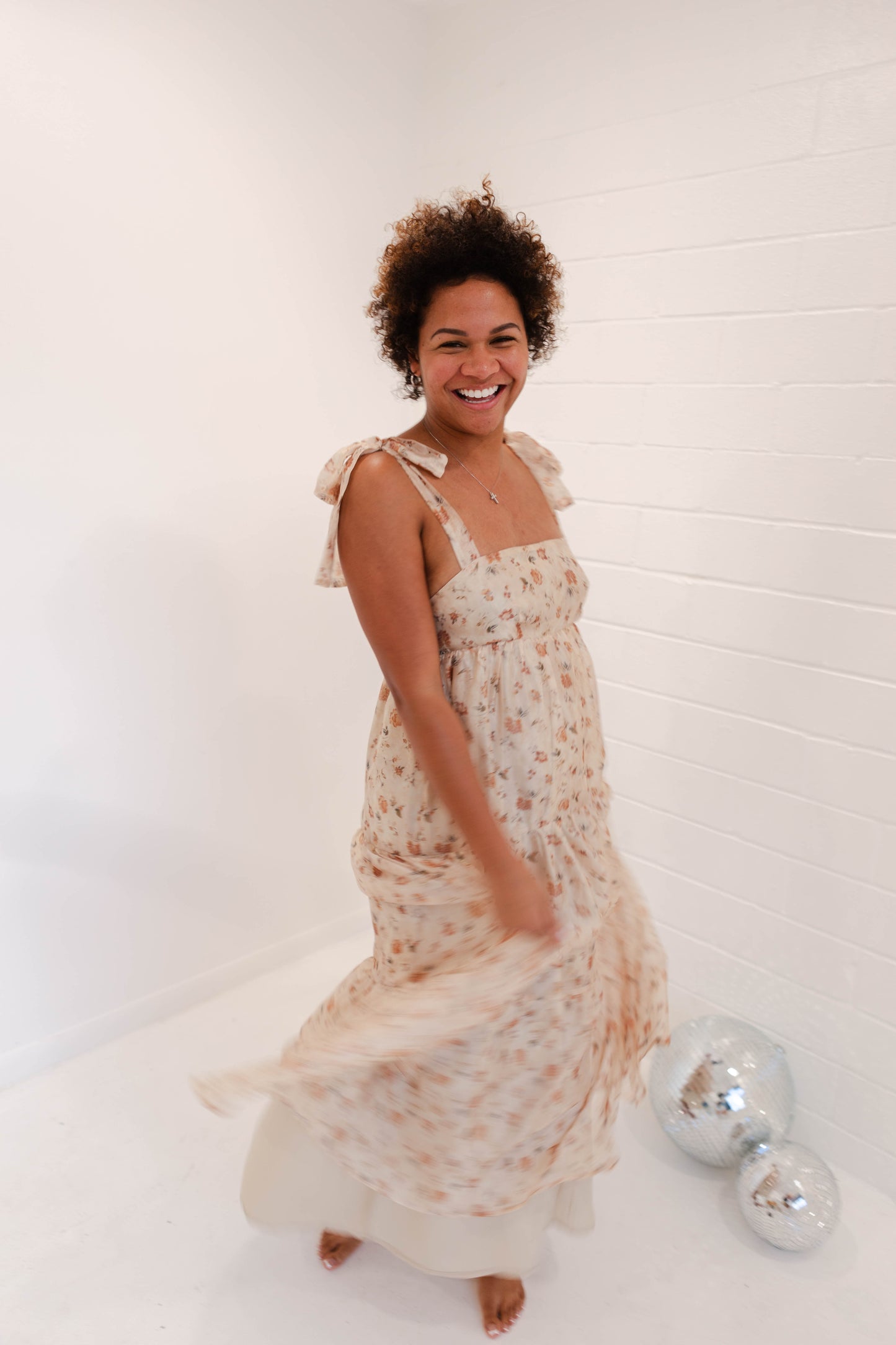 Ivory Brown Floral Dress