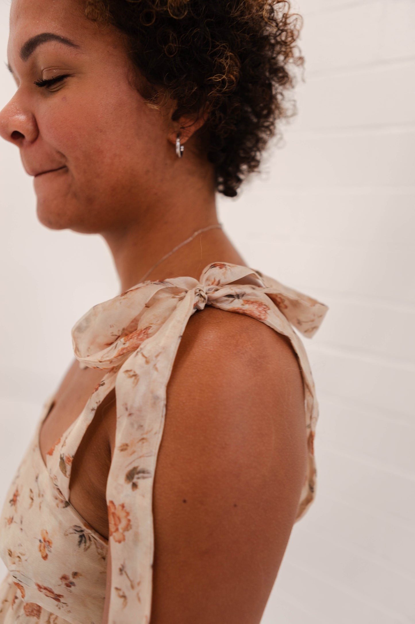Ivory Brown Floral Dress