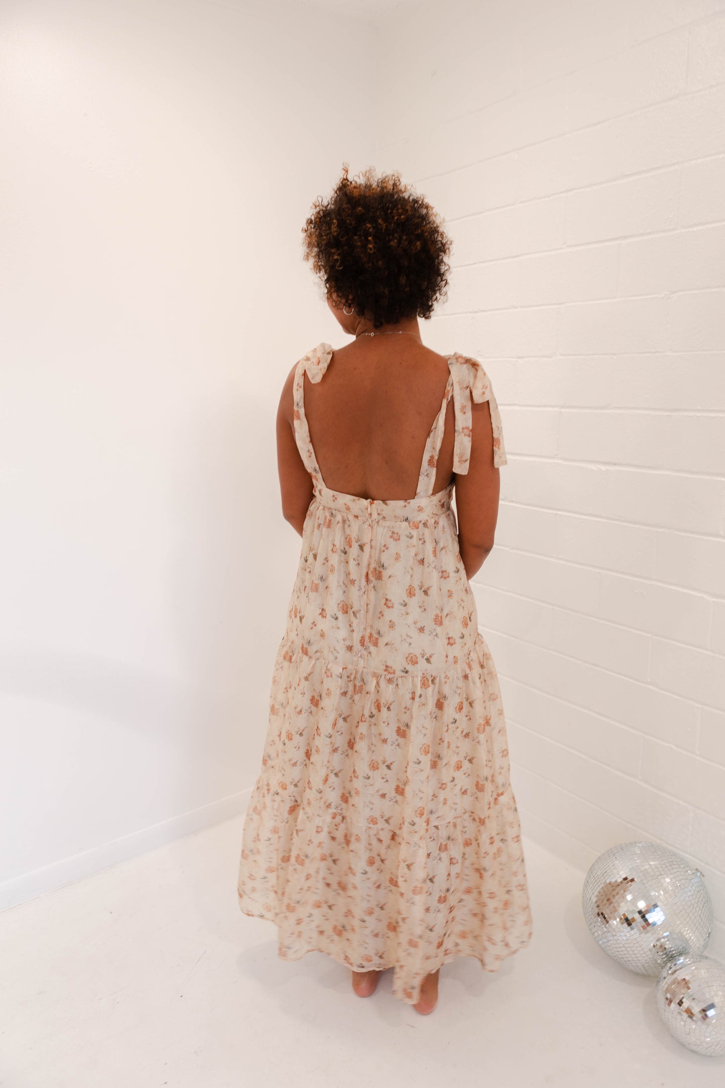 Ivory Brown Floral Dress