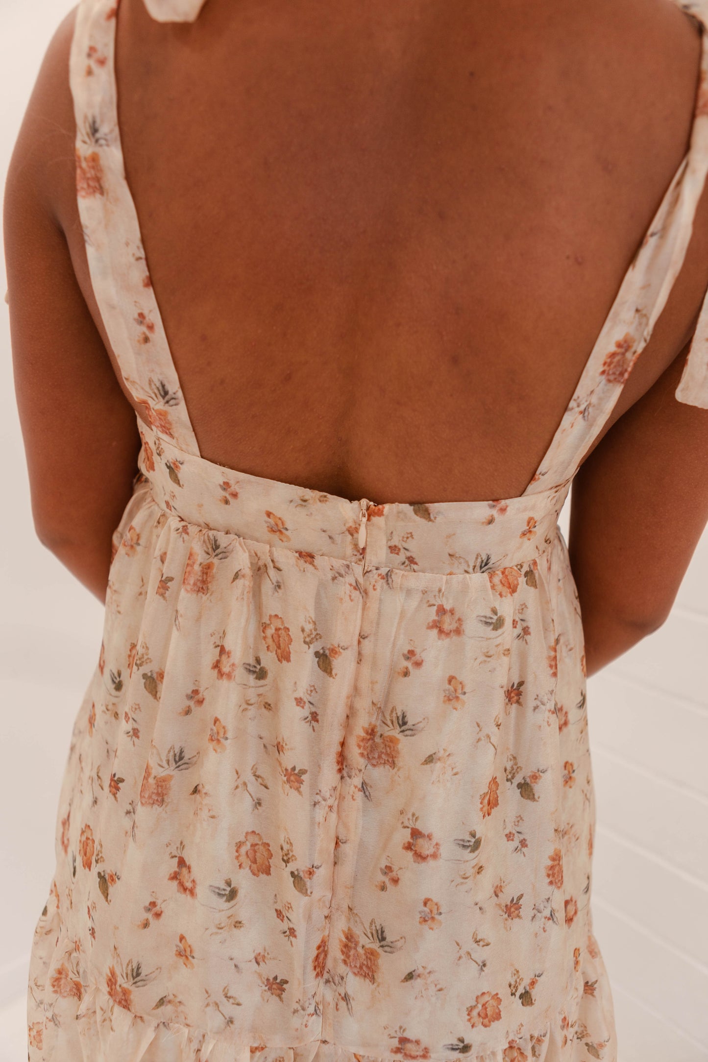 Ivory Brown Floral Dress