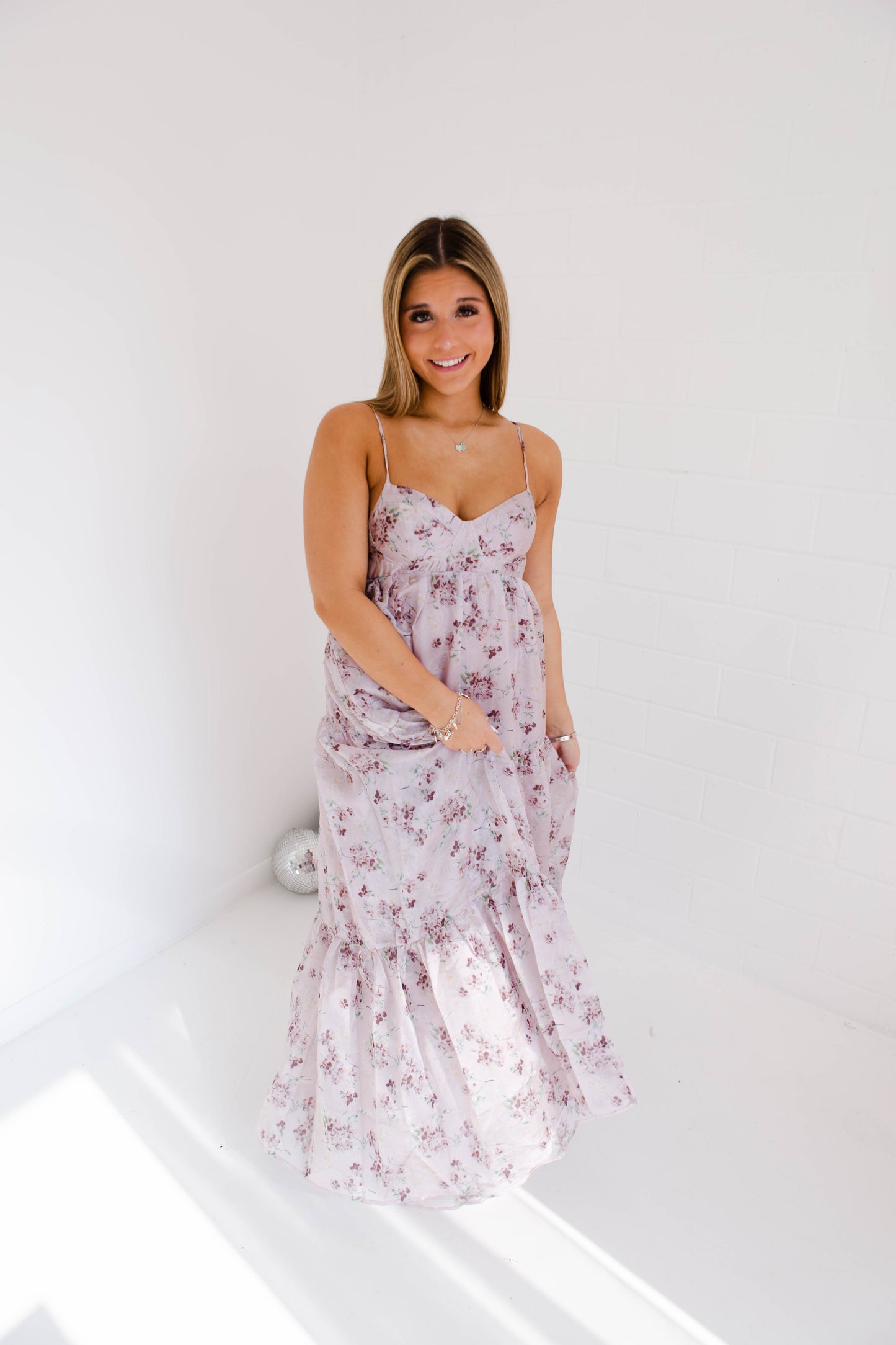 Cherry Blossom And Stain Sheen Maxi Dress