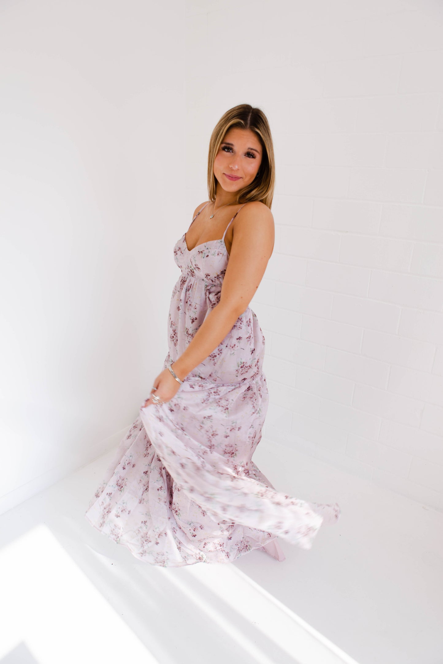 Cherry Blossom And Stain Sheen Maxi Dress