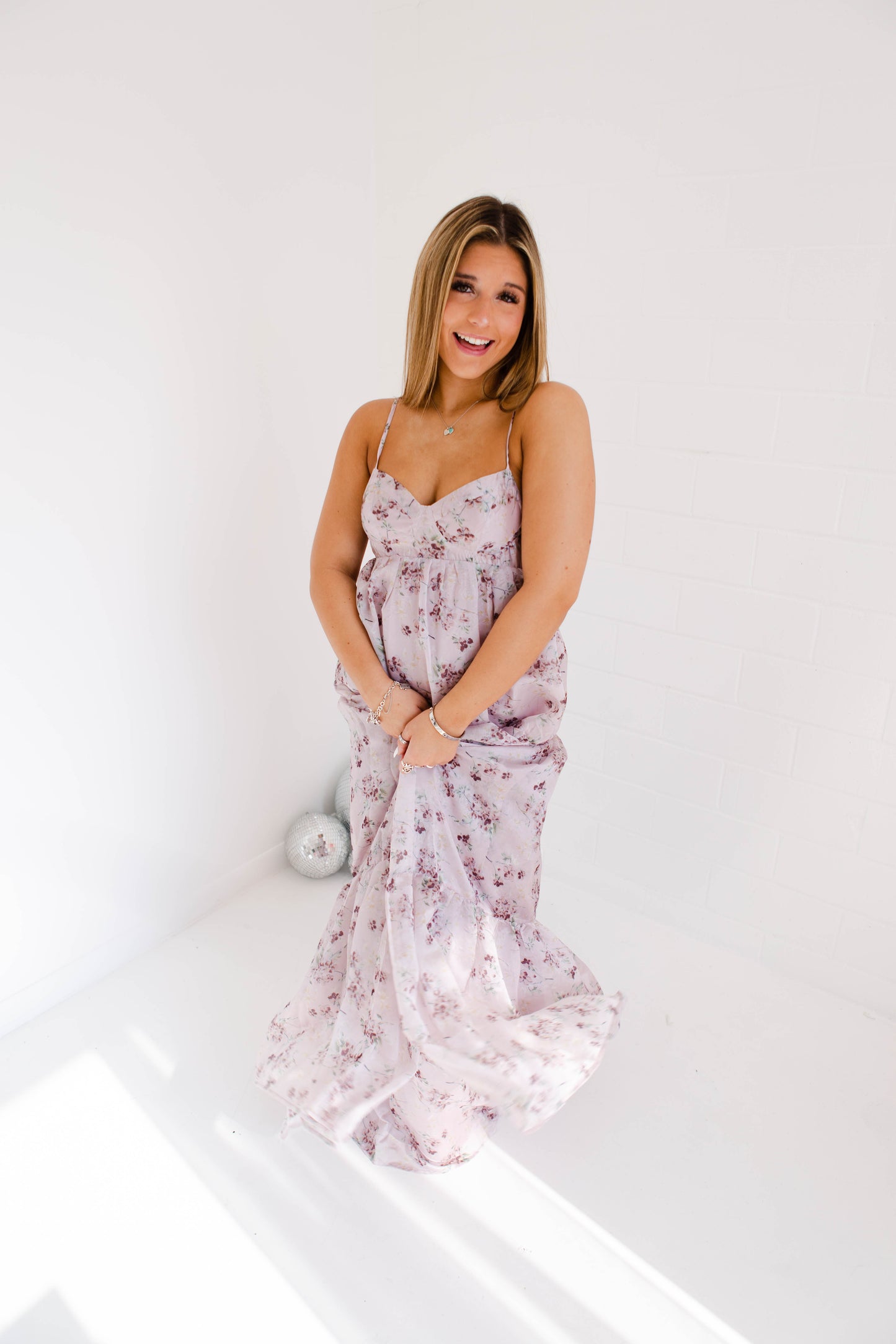 Cherry Blossom And Stain Sheen Maxi Dress