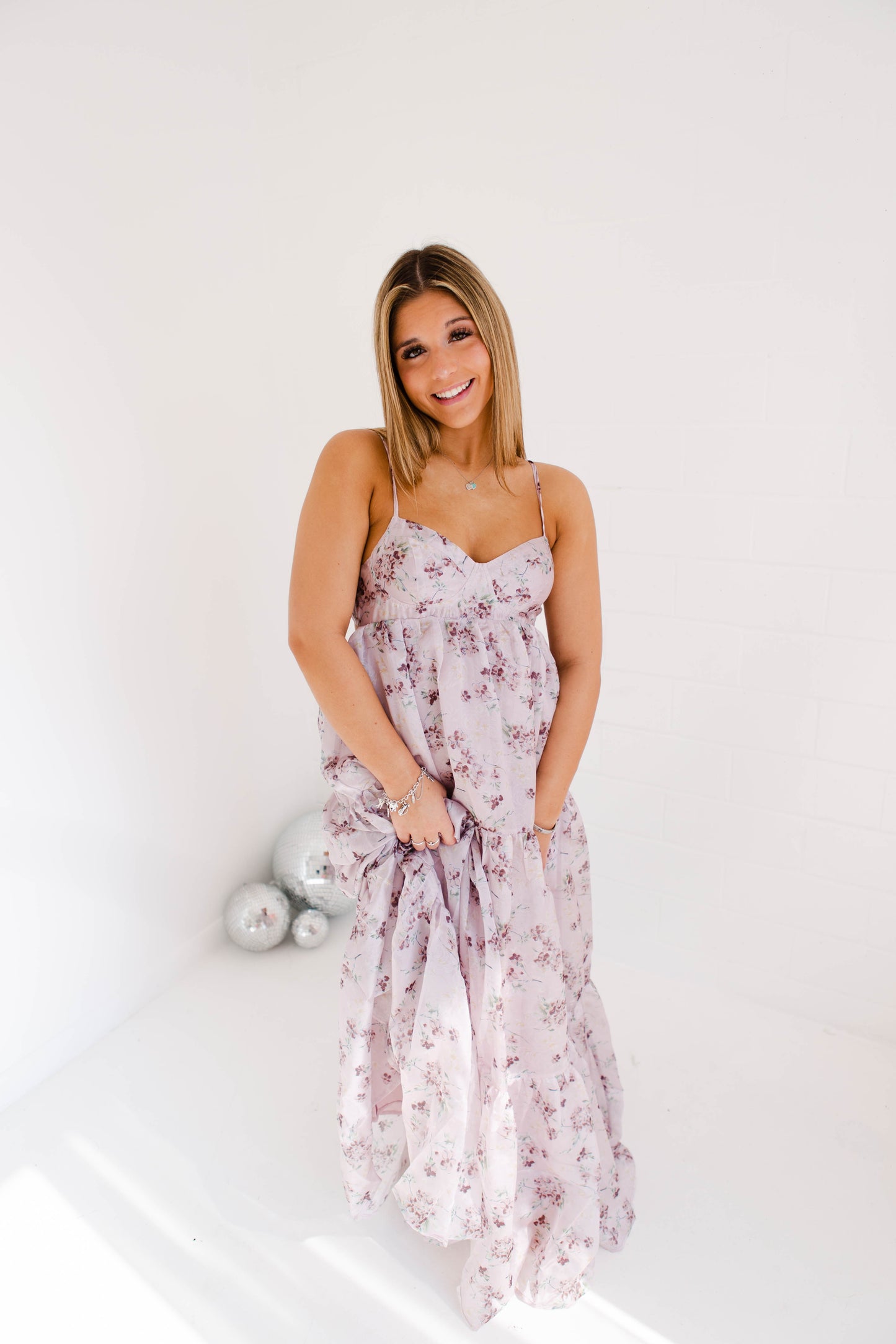 Cherry Blossom And Stain Sheen Maxi Dress