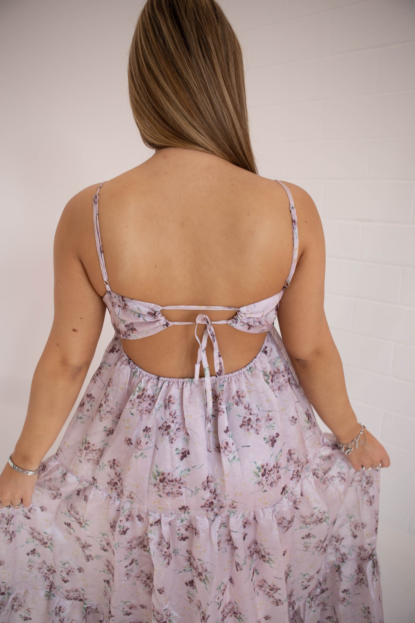 Cherry Blossom And Stain Sheen Maxi Dress