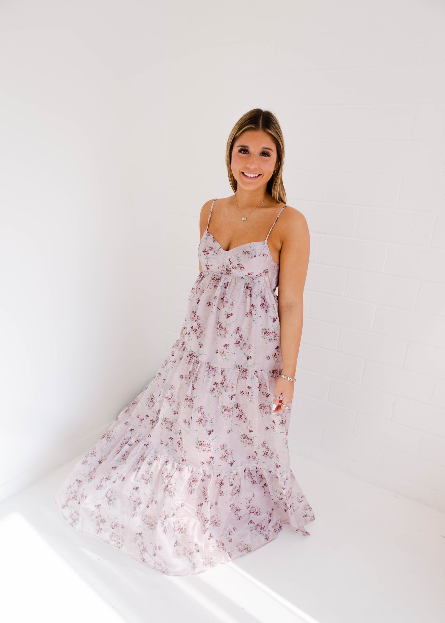 Cherry Blossom And Stain Sheen Maxi Dress