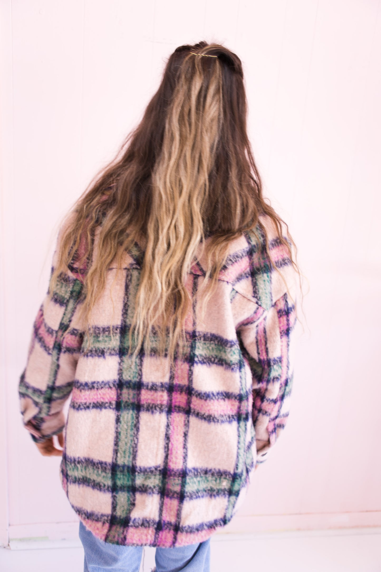 Oversized Pink Multi Plaid Shacket