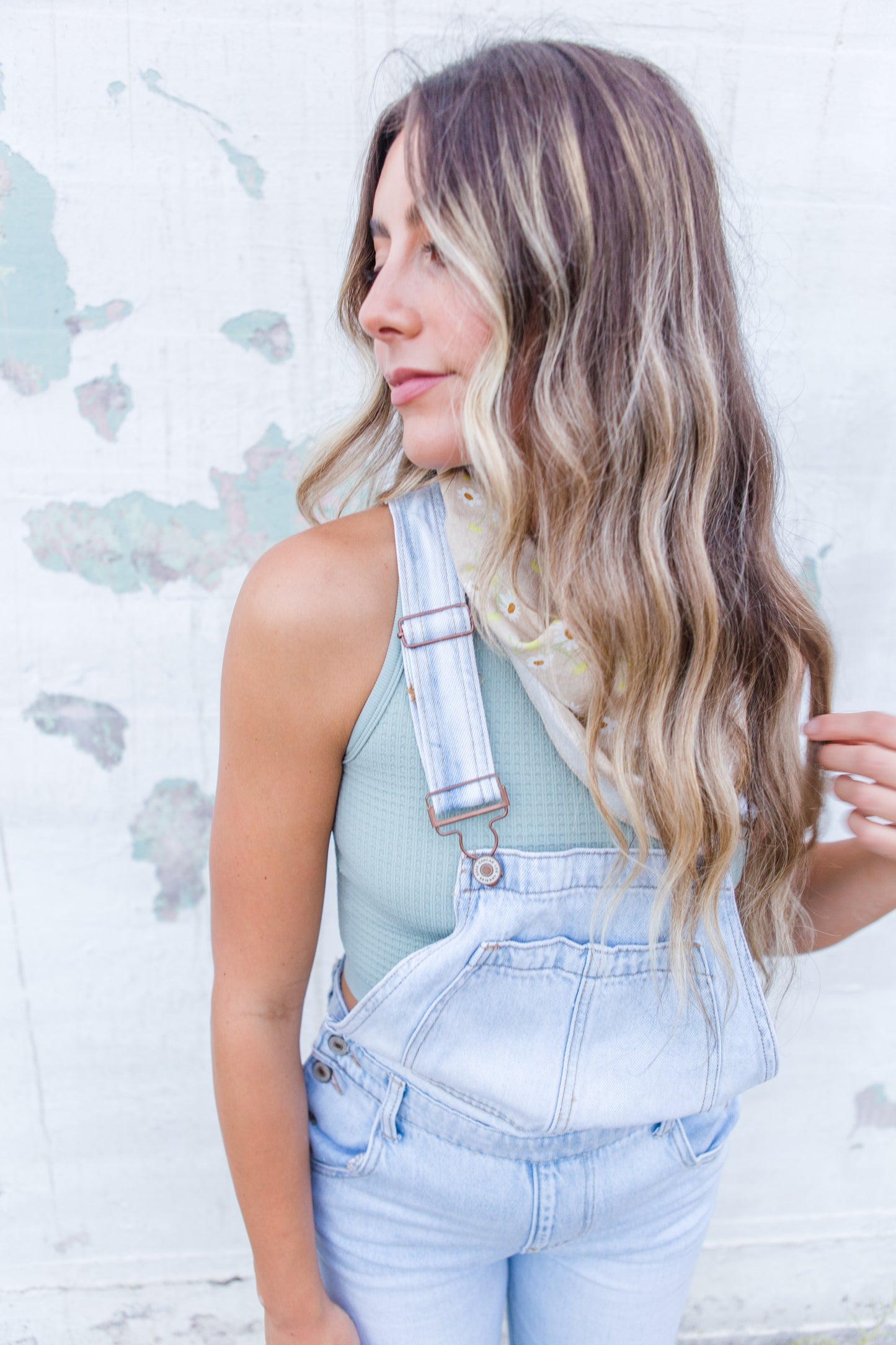 Distressed Light Denim Overalls