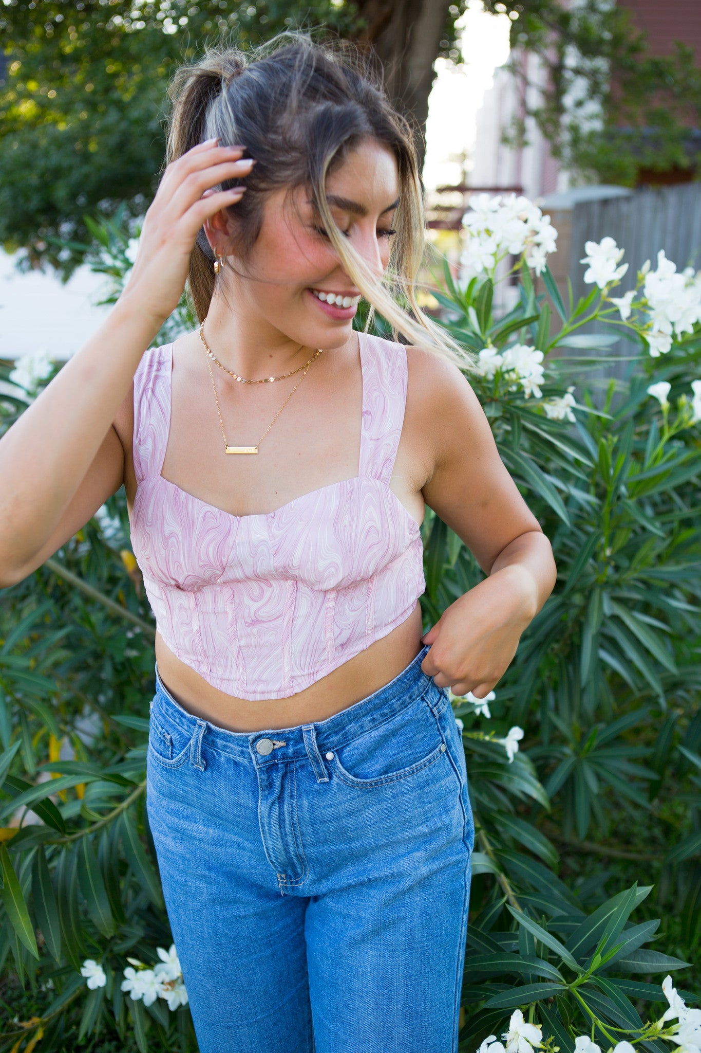 FINAL SALE: Swirl Print Bustier Crop Top