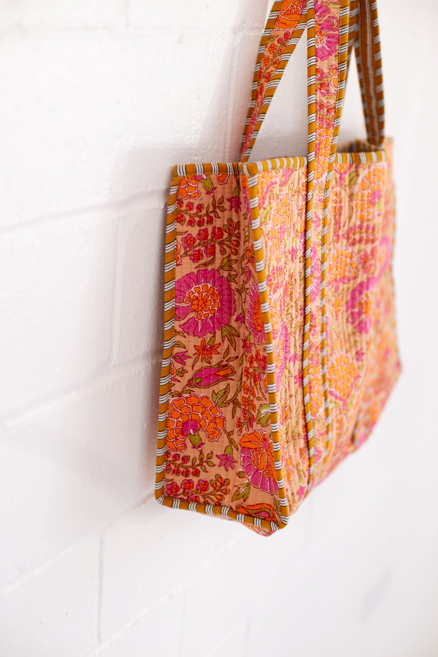 Rue Orange Floral Patterned Tote