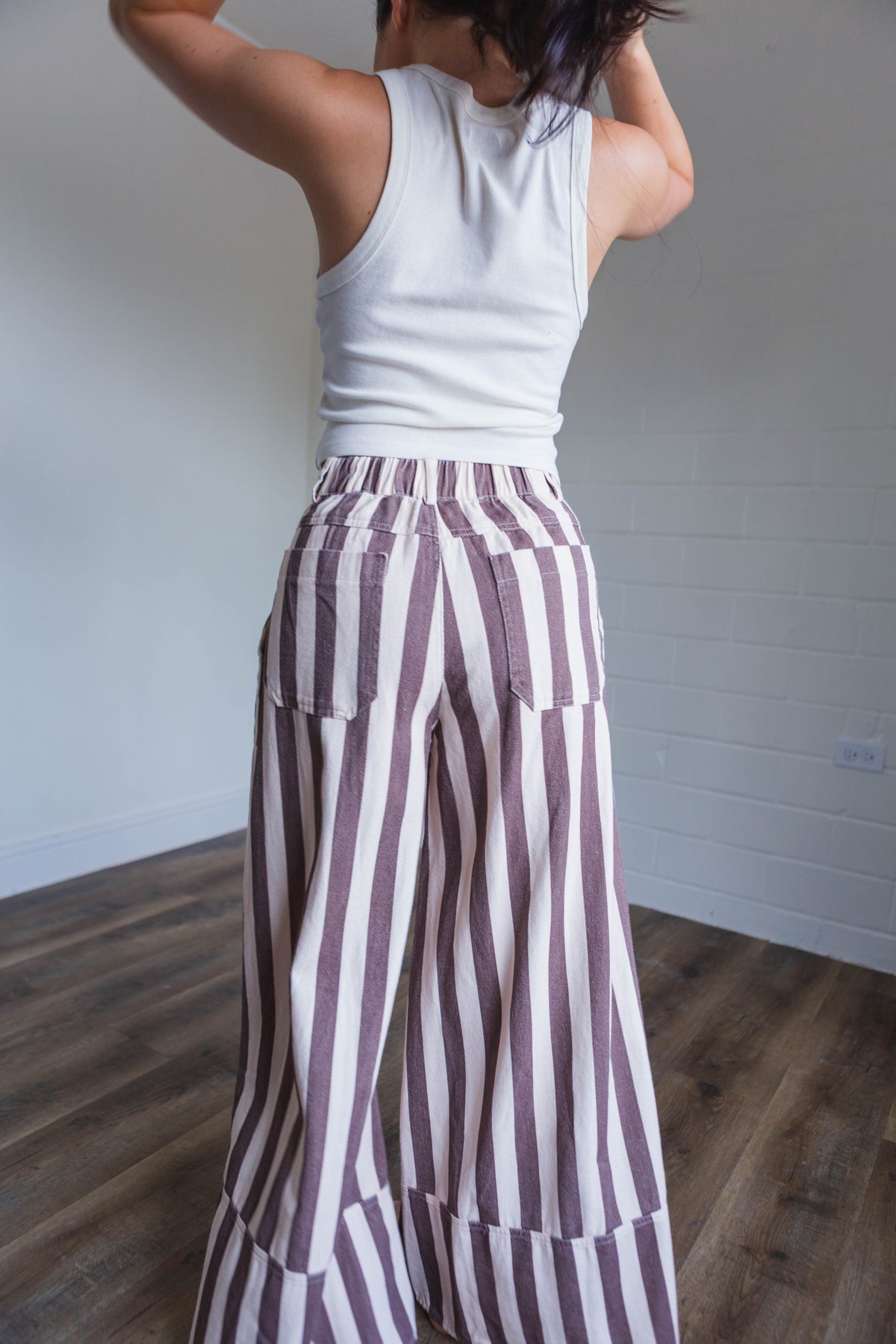 Cream Mocha Striped Pants