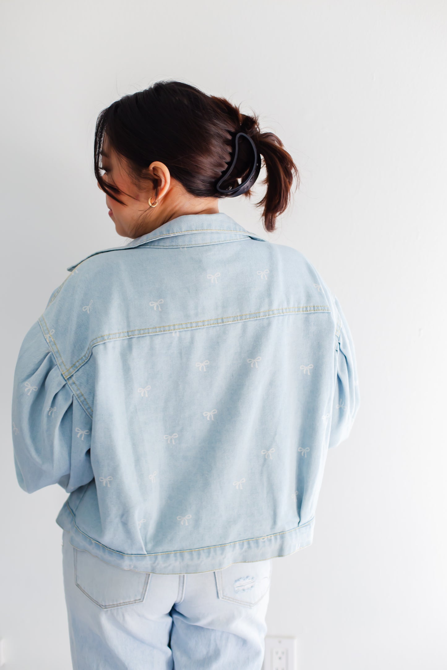 Mandie Bow Print Denim Jacket