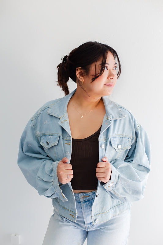 Mandie Bow Print Denim Jacket