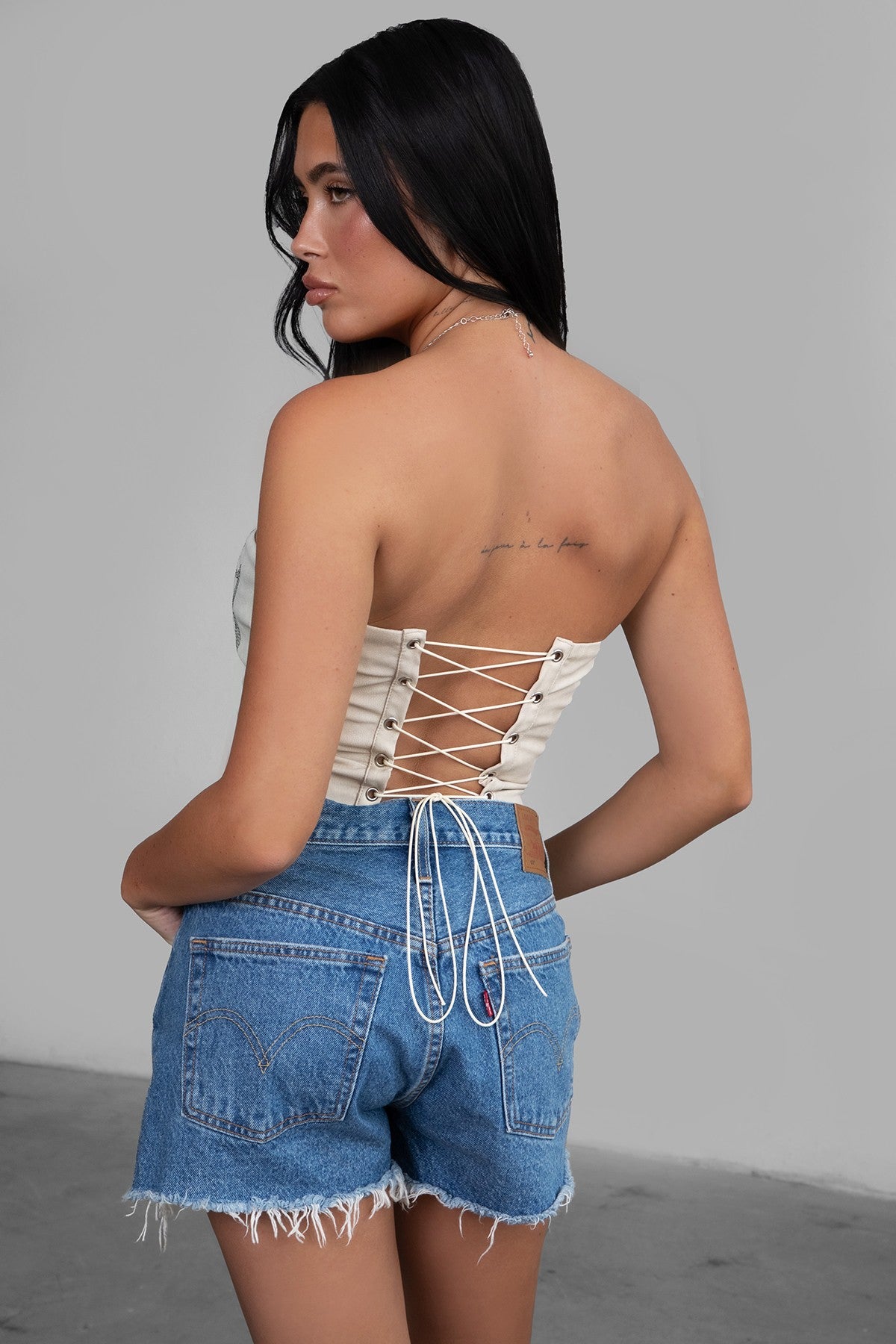 Cream Leather Tube Top