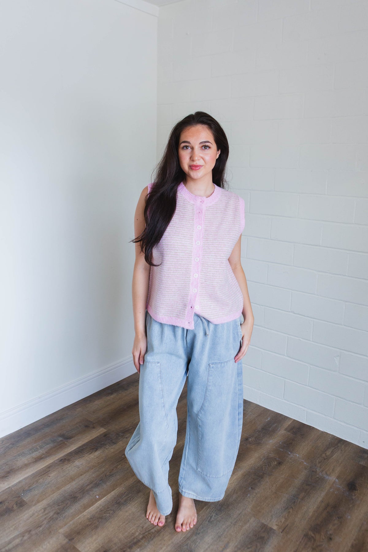 Denim Drawstring Barrel Pants