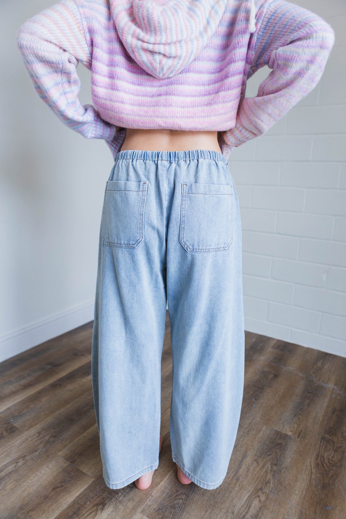 Denim Drawstring Barrel Pants
