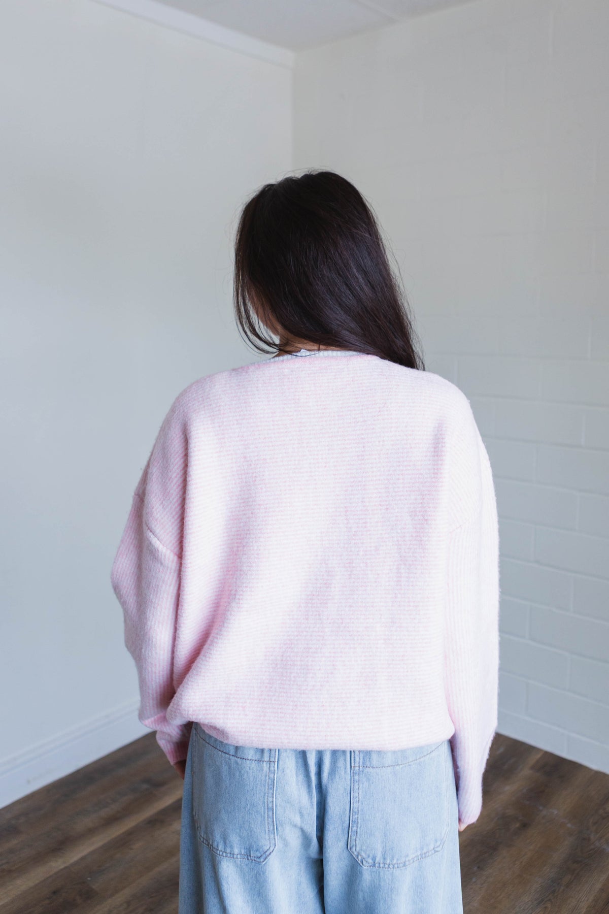 Pink & White Striped Sweater