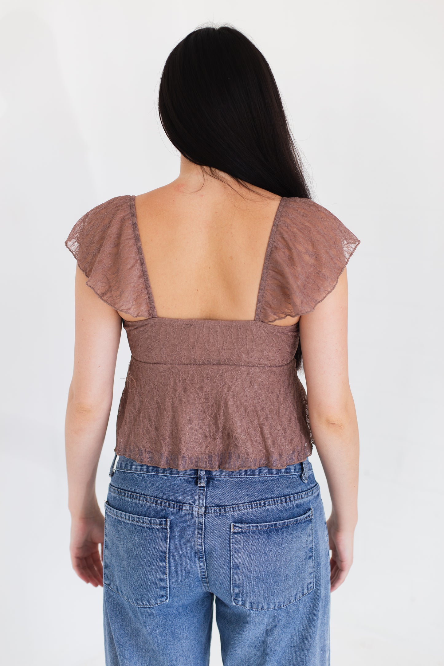 Mocha Lace Babydoll Cami Top