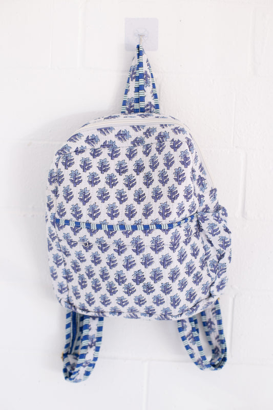 Beau Blue Floral Print Backpack
