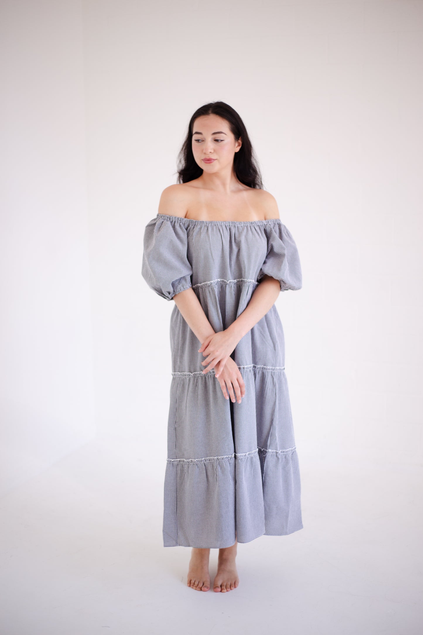 Gingham Tiered Midi Dress