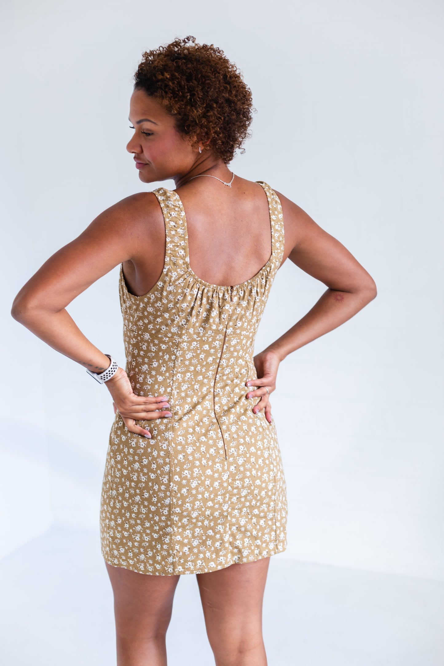 Mustard Ditsy Floral Mini Dress