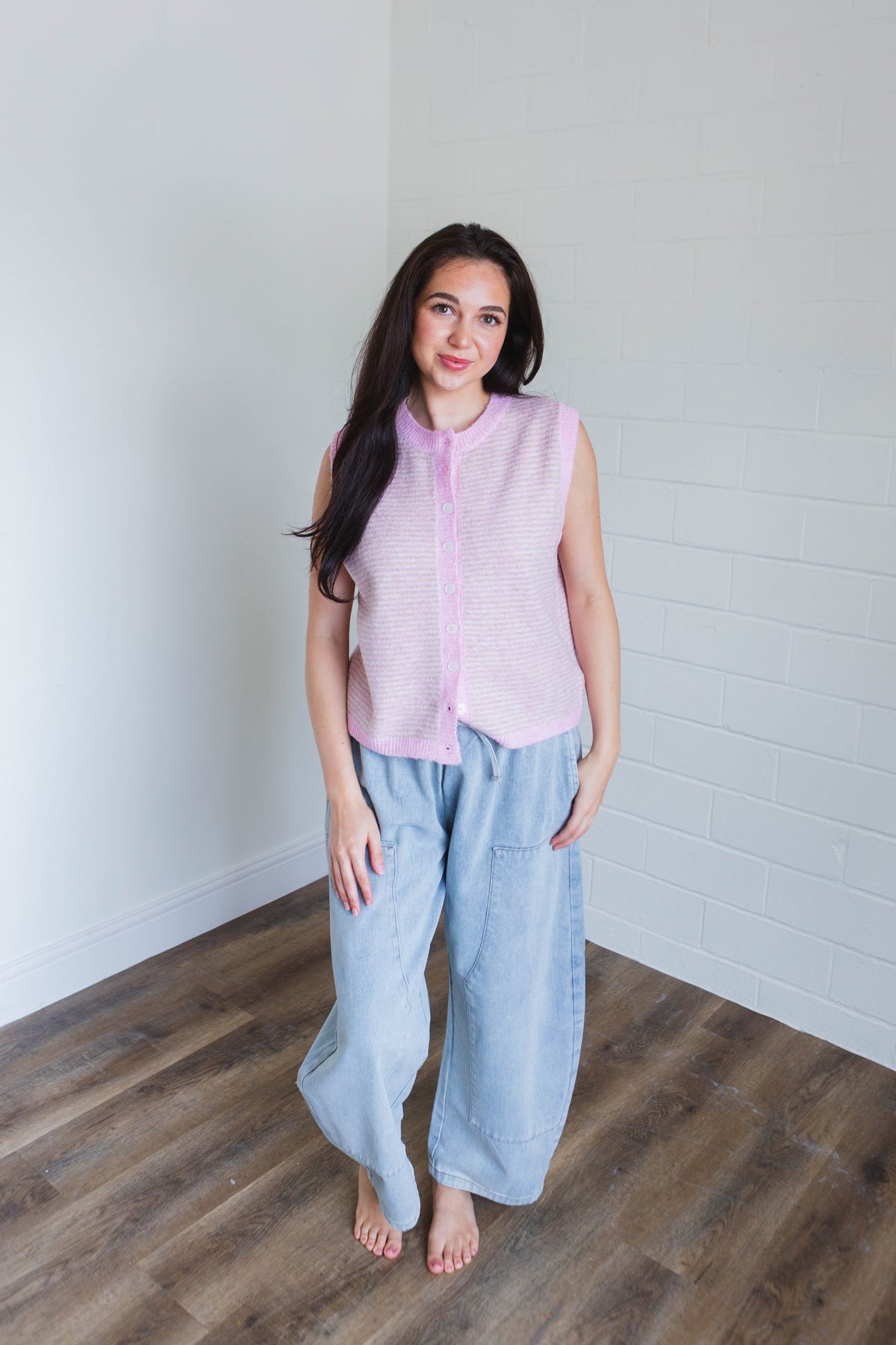 Denim Drawstring Barrel Pants