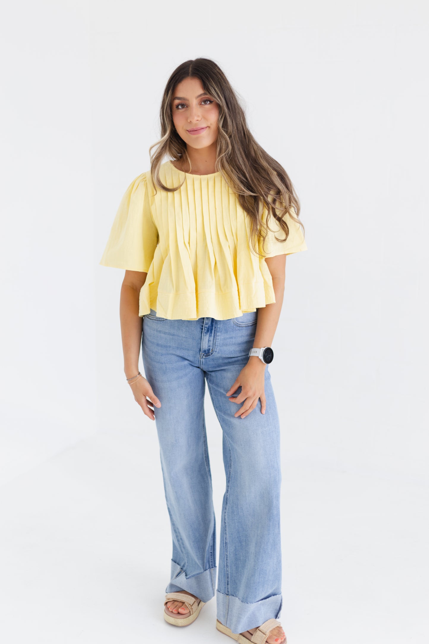 Medium Indigo 90s Stretch Cuffed Hem High Rise Straight Jeans