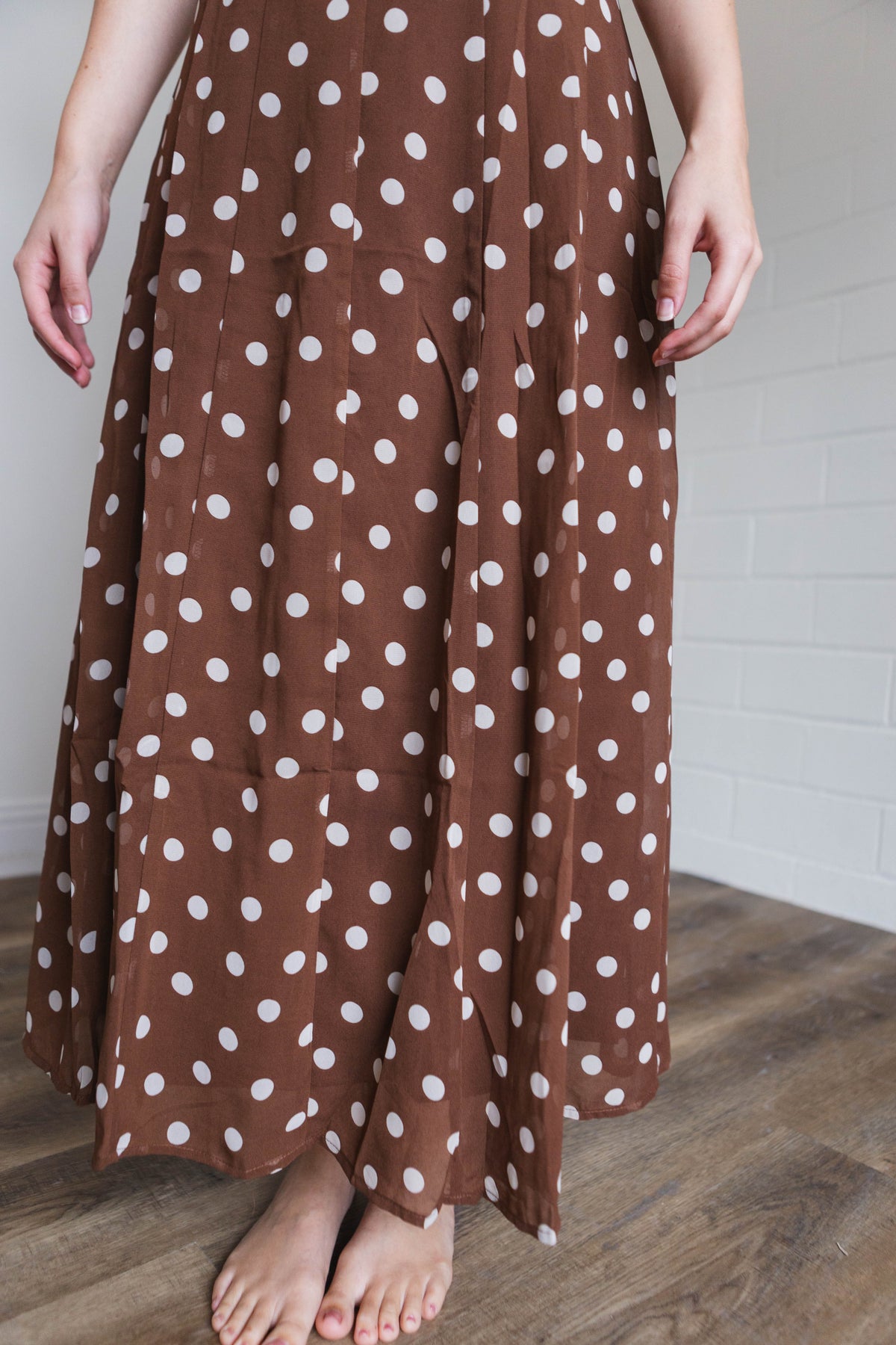 Polka Dot Midi Dress with Satin Slip