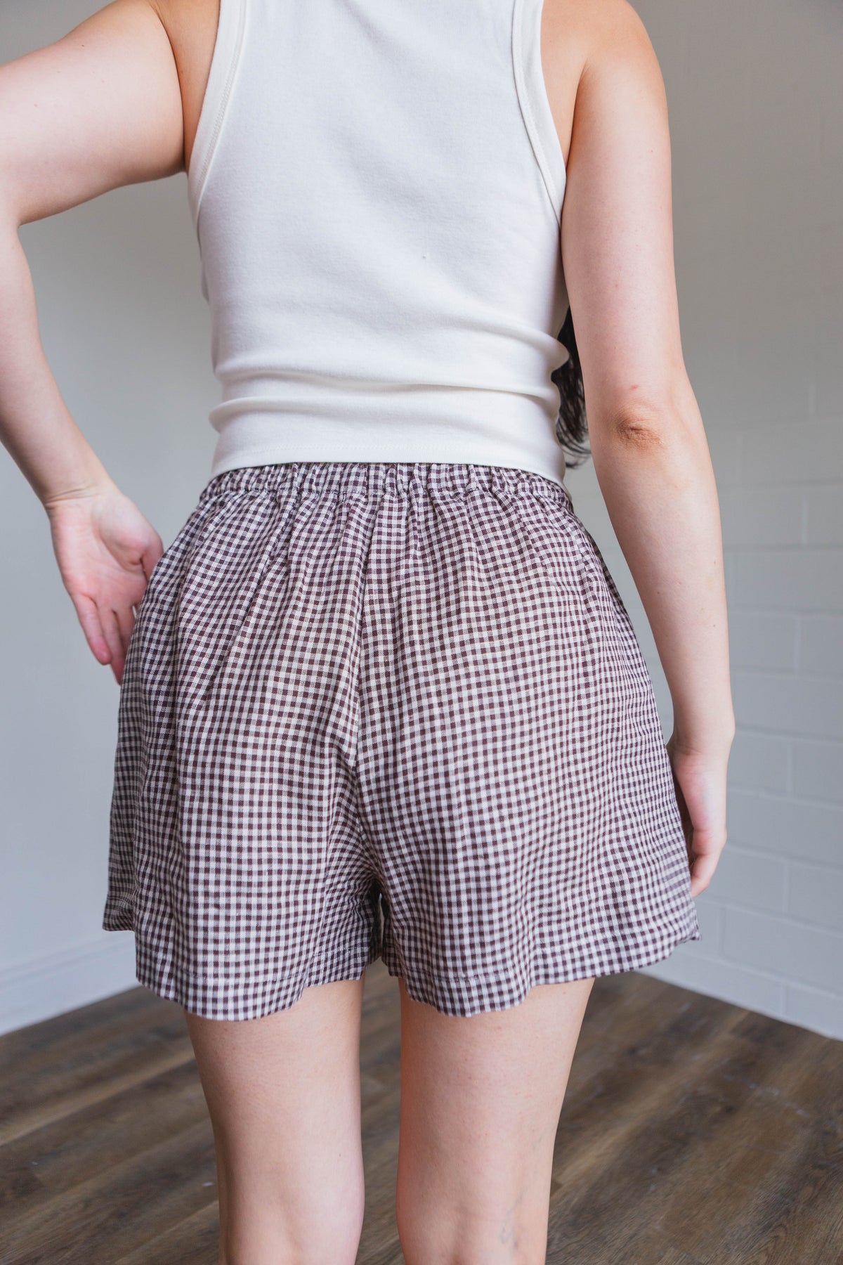 Brown Gingham Boxer Shorts