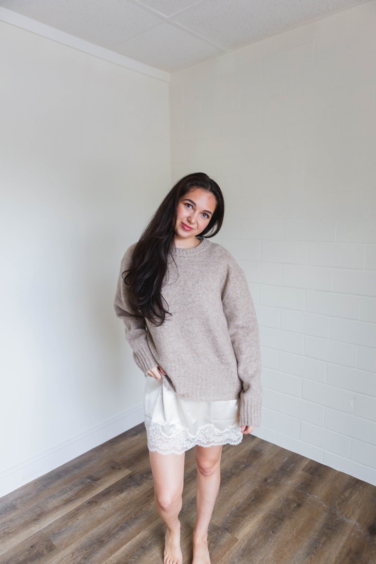 Mocha Rib Band Pullover Top