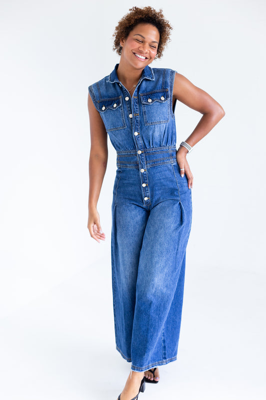 Denim Sleeveless Shirt Jumper