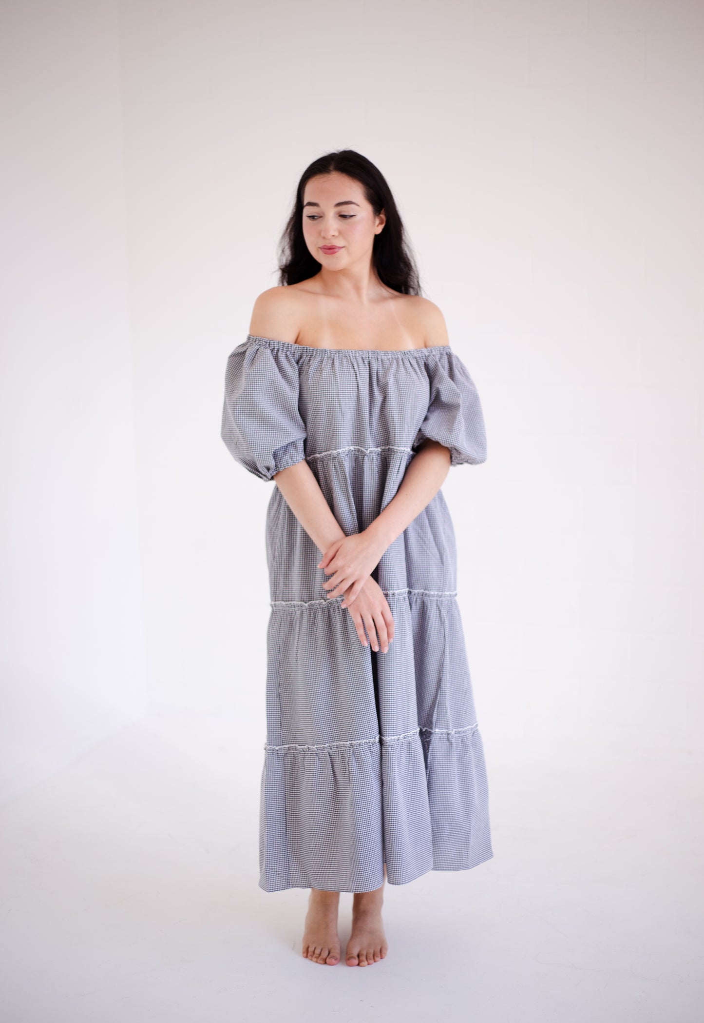 Gingham Tiered Midi Dress