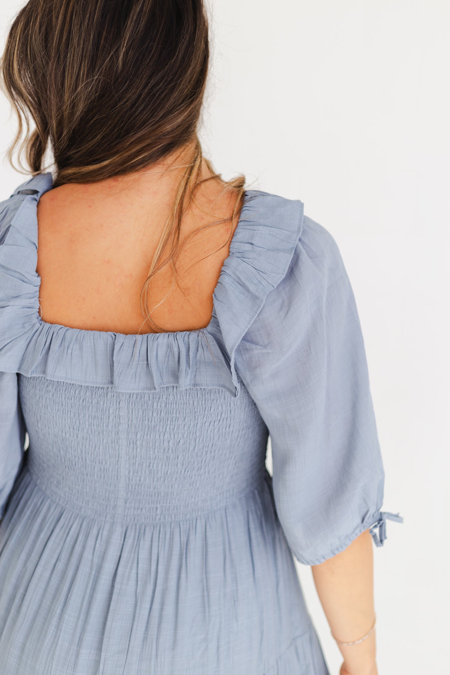 Cloud Ruffle Detail Tiered Midi Dress