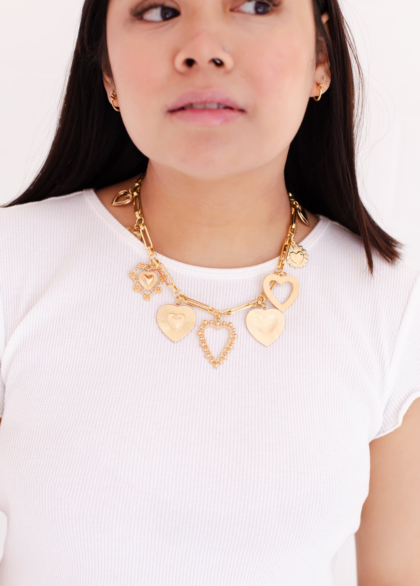 Big Heart Gold Charm Necklace