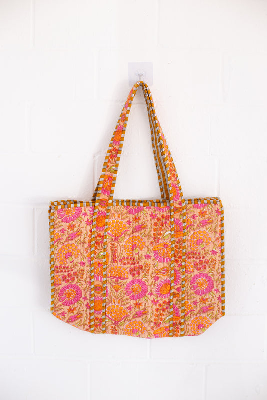 Rue Orange Floral Patterned Tote