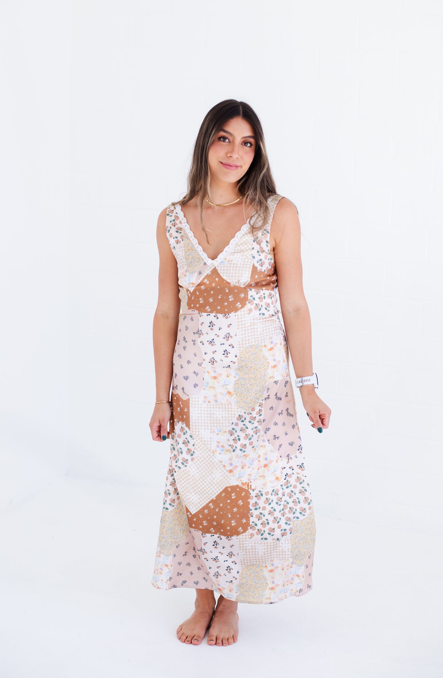 Patchwork Lace Midi Dress