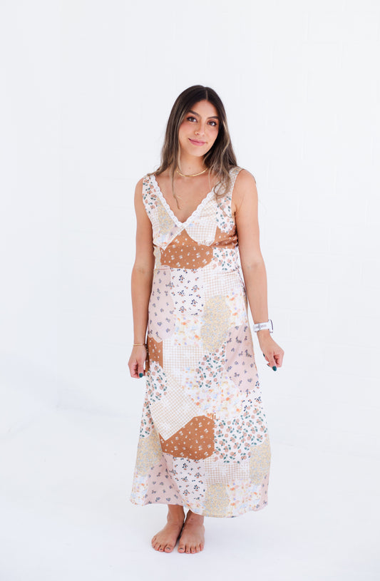Patchwork Lace Midi Dress