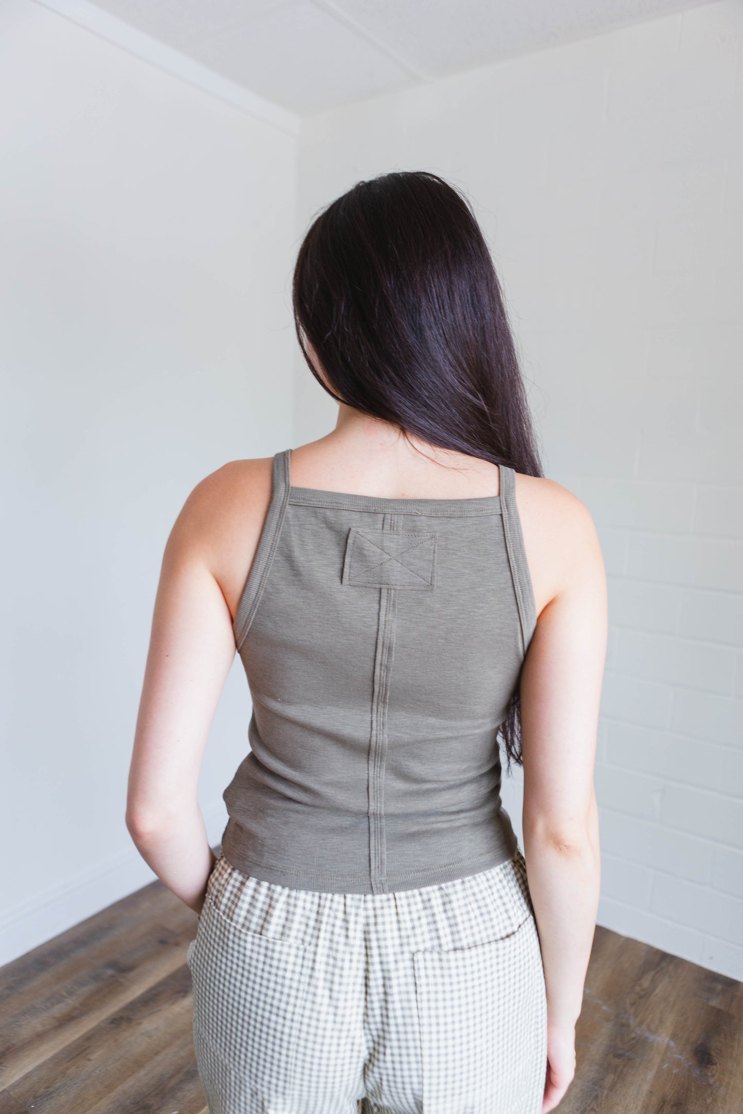 Olive Ribbed Tank Top
