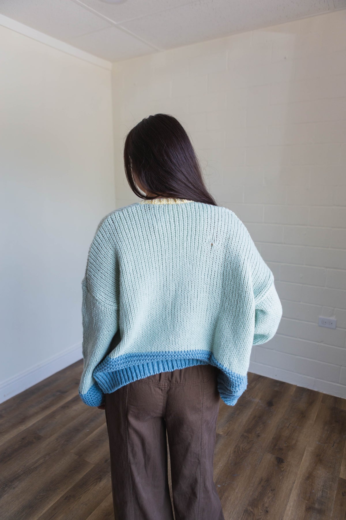 Light Sage & Teal Chunky Cardigan