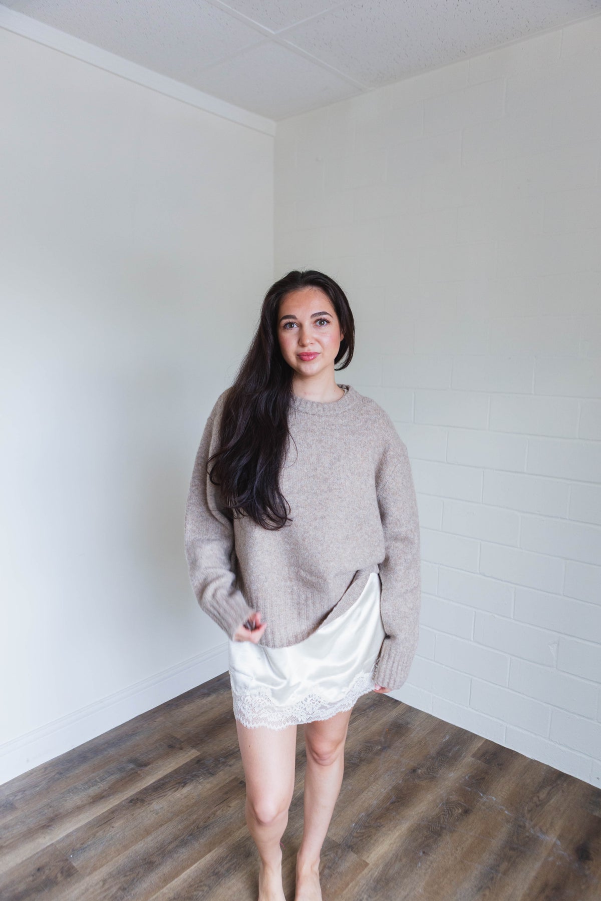 Mocha Rib Band Pullover Top