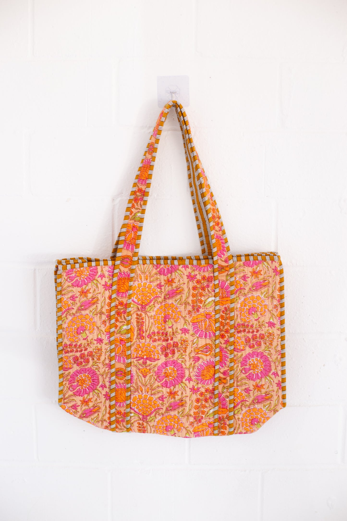 Rue Orange Floral Patterned Tote