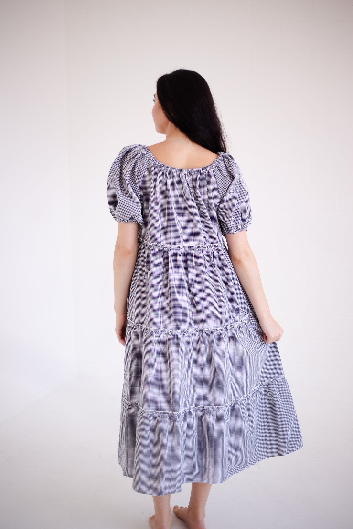 Gingham Tiered Midi Dress