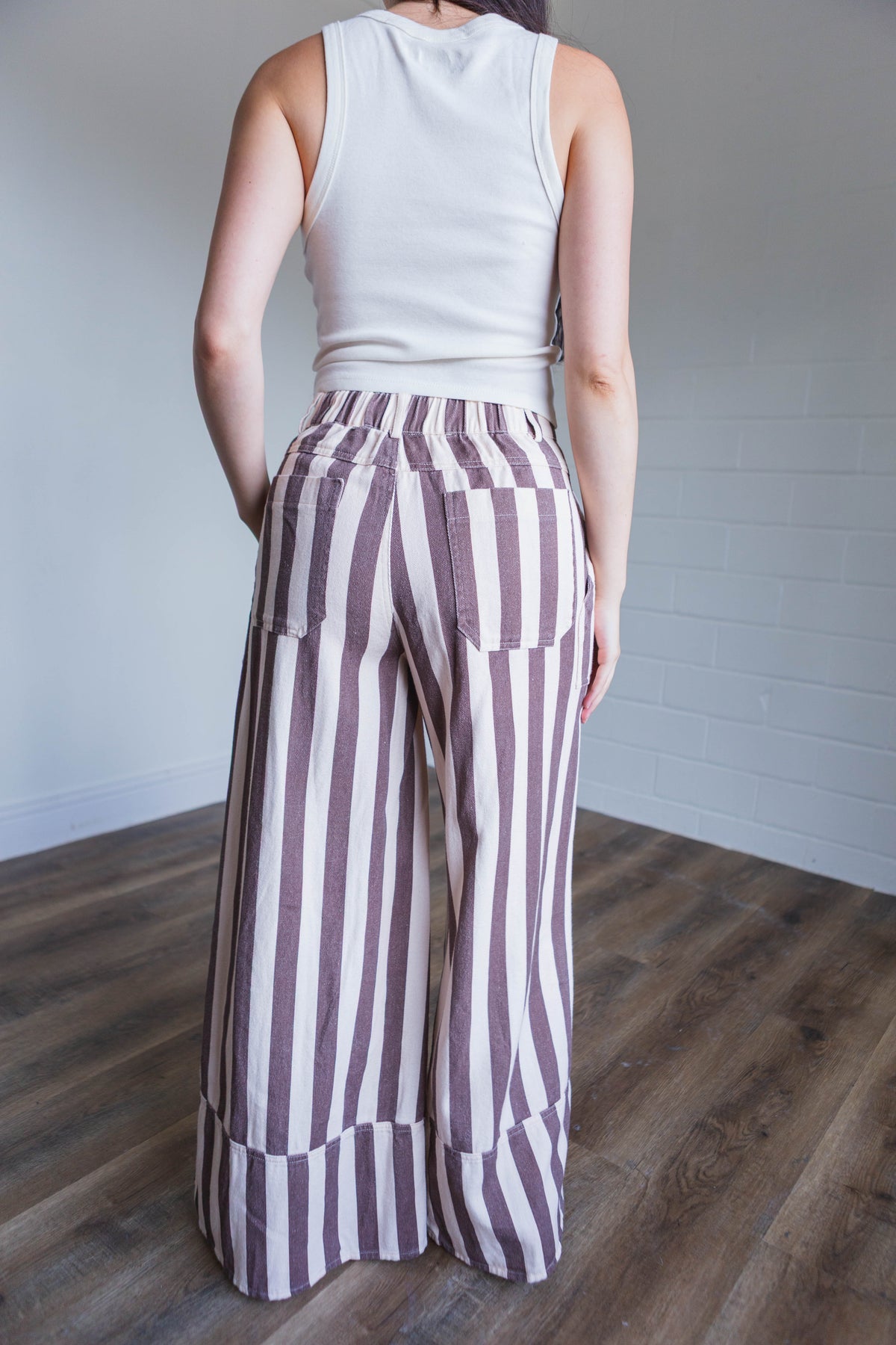 Cream Mocha Striped Pants