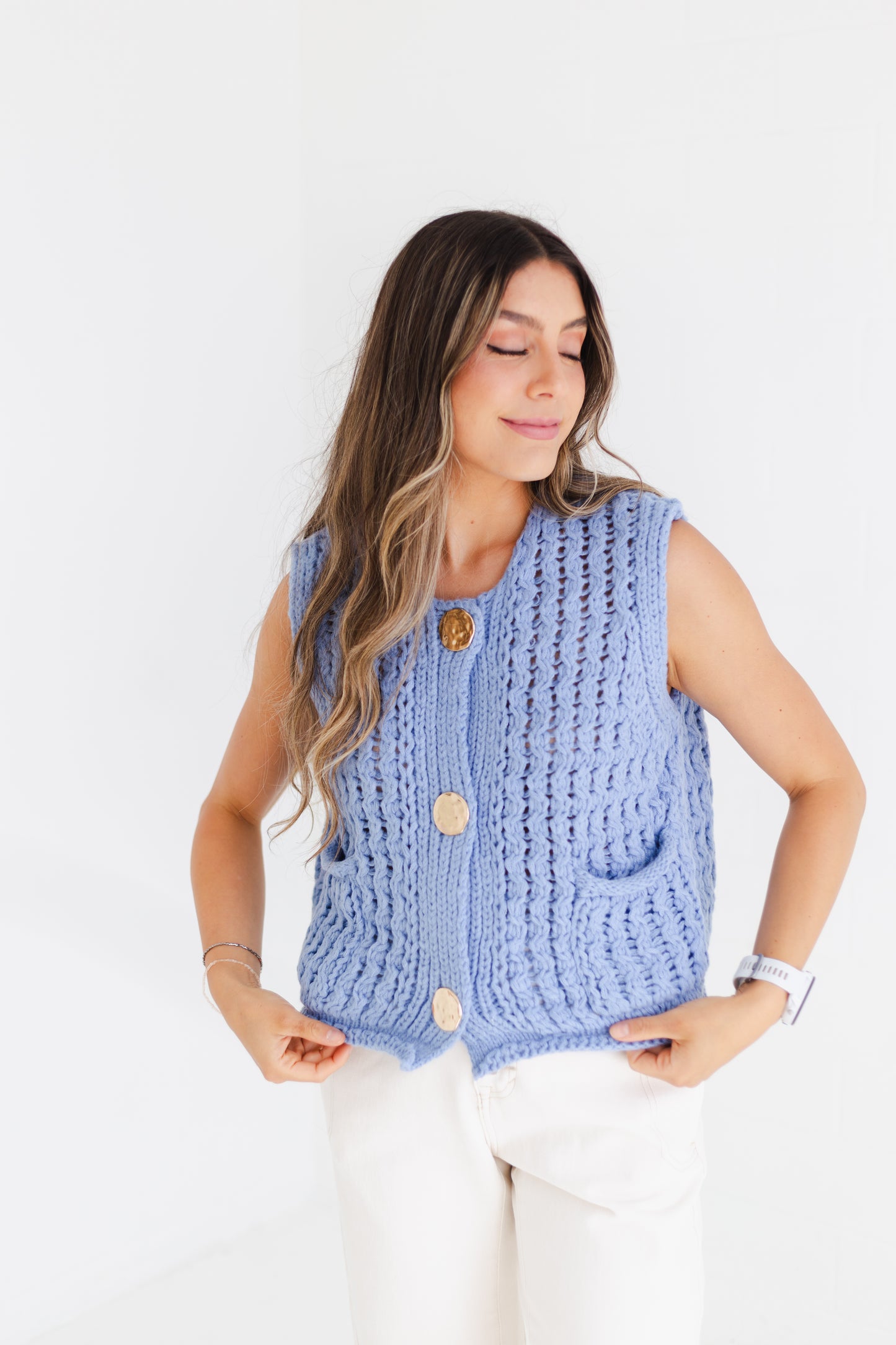 Periwinkle Blue Chunky Knit Vest