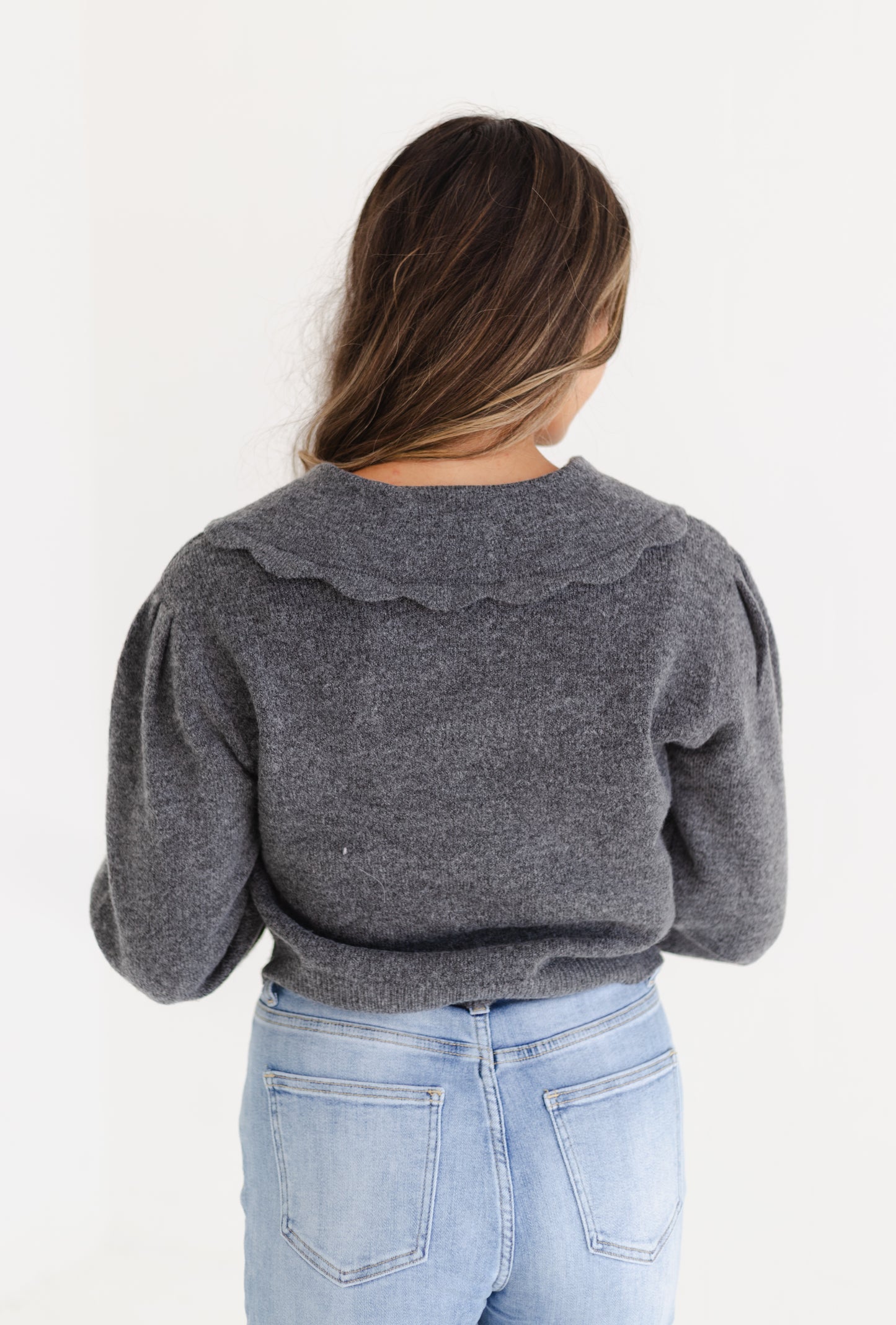 Charcoal Scallop Collar Sweater