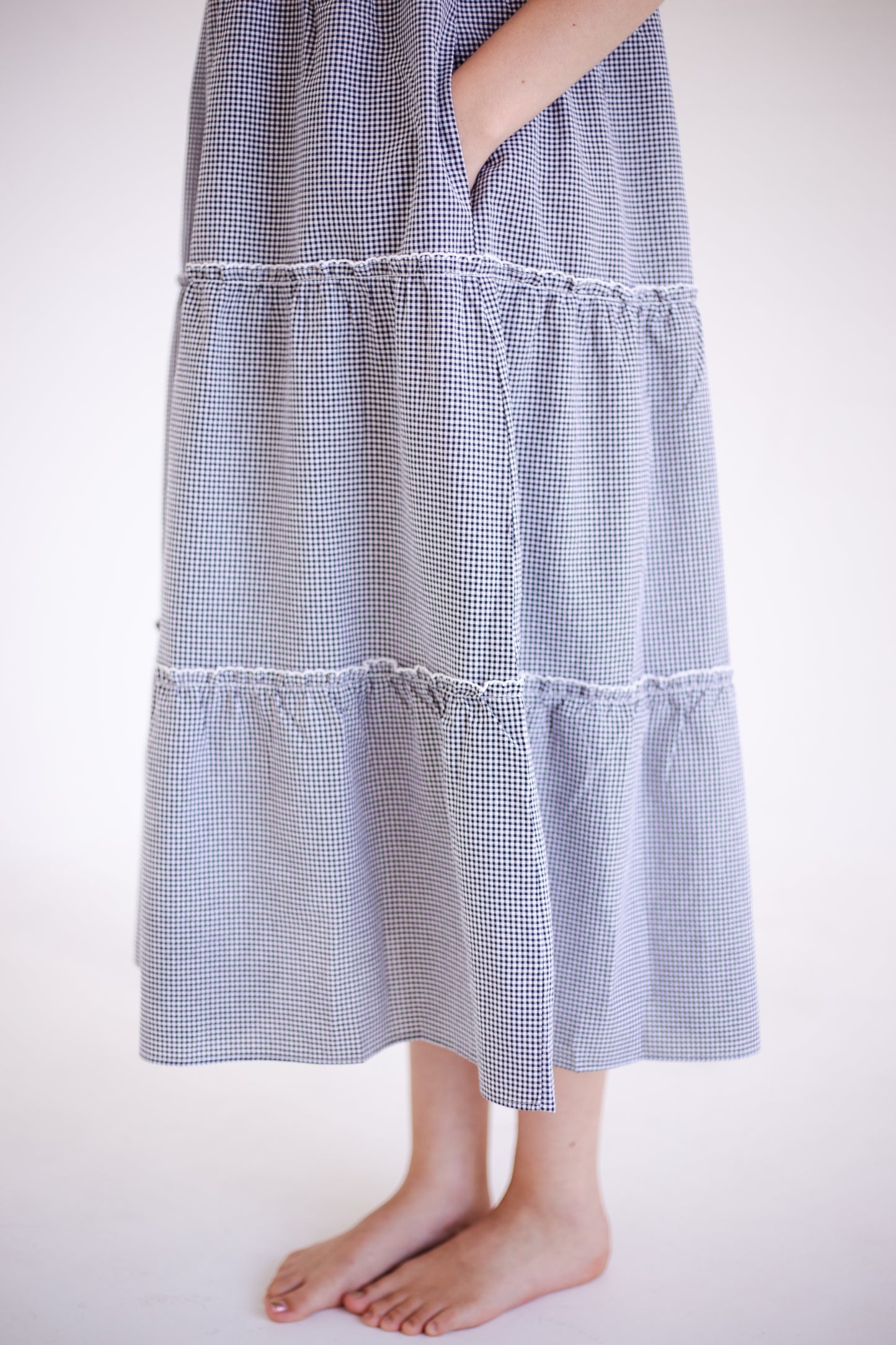 Gingham Tiered Midi Dress