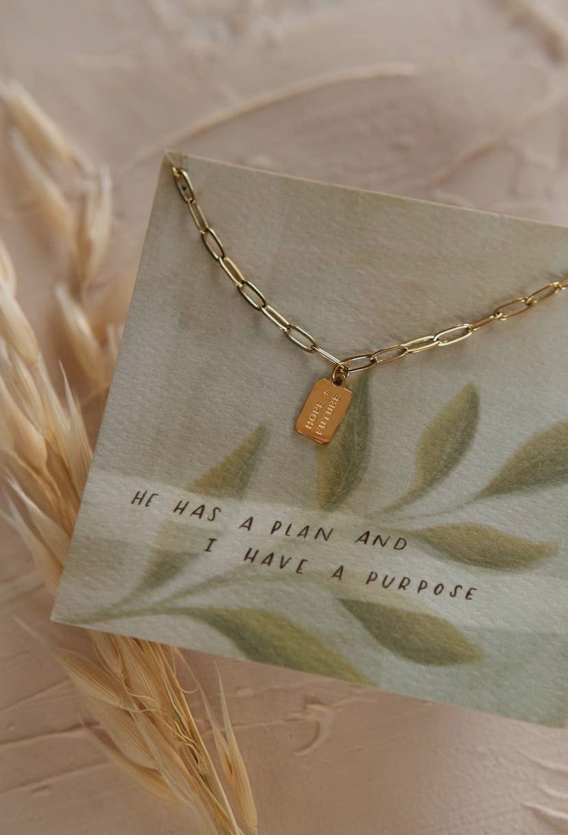 Hope + Future Mini Tag Necklace | Christian Jewelry